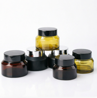 Pots en verre ambré épais de qualité alimentaire, vides, pour pommades, 15g, 30g, 50g, avec couvercles en bois, contenants inodores pour pâtes réparatrices apaisantes