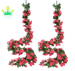 2包69头人造玫瑰藤花花环装饰花卉挂花花园工艺玫瑰常春藤植物结婚拱门