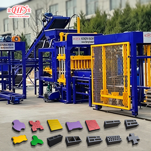Machine à fabriquer des briques emboîtables Hongfa QT4-15s, multi-moules, compatible avec le personnel de service local au Pérou parlant espagnol - Product Image 1