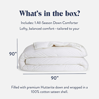 Couette en duvet de canard ultra chaude de luxe OEM, enveloppe 100 % coton, puissance de remplissage 750, construction à compartiments, écologique et respirante