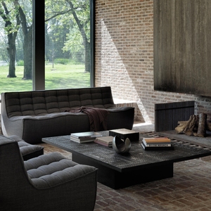 Mesa de Centro de Madera de Mango Estilo Industrial con Acabado Negro, Mesa de Madera Sólida para Sala de Estar, Muebles para el Hogar, Exportación - Product Image 3