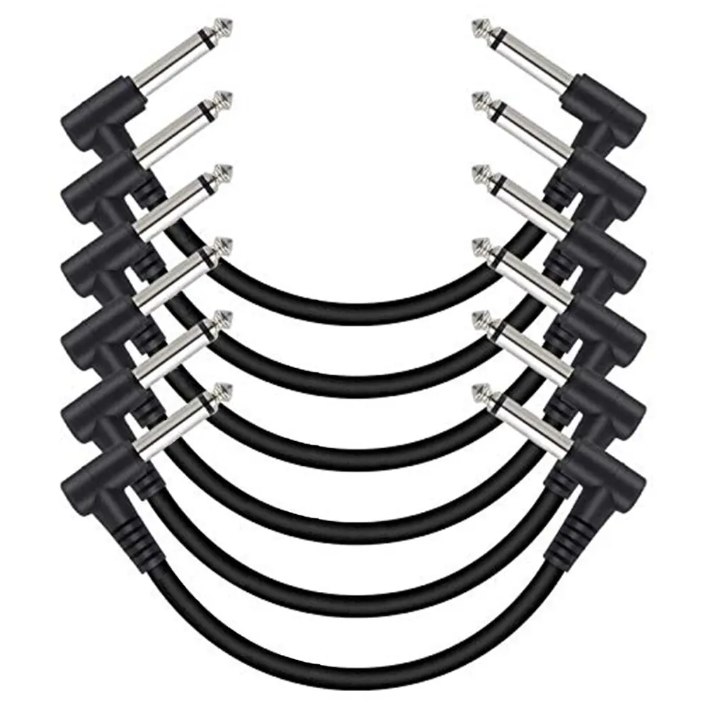 12 Inch Guitar Patch Cable Black Guitar Cables Pedal 1/4" TS Right Angle