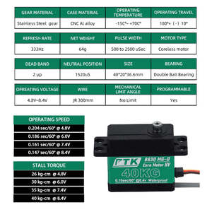 Servo Digital Metálico PTK 8830 MG-D de 30 kg con Alto Torque y Alto Voltaje (8.4V) Apto para Aeromodelismo - Product Image 3