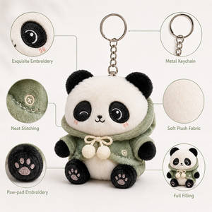 Set Regalo Aziendale Personalizzato, Peluche a Forma di <span class=keywords><strong>Panda</strong></span> su Misura, Portachiavi in Peluche con Design Personalizzato - Product Image 2