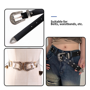 팩토리 커스텀 웨스턴 카우보이 벨트 버클 커스텀 로고 숙녀 아연 합금 패션 허리 벨트 버클 3 세트 - Product Image 2