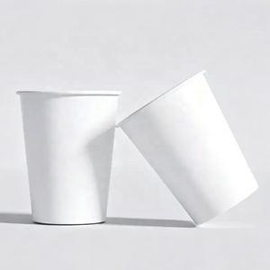 Gobelets en papier jetables personnalisés à paroi simple de qualité alimentaire avec couvercle, logo et impression personnalisés pour emballage jetable - Product Image 1