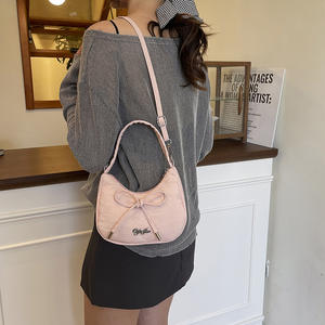 Sac à main pliable en cuir PU uni avec fermeture éclair et nœud, style dumpling, pour femme, capacité jusqu'à 1L - Product Image 5