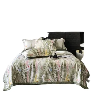Rửa sạch bông mền đặt mùa hè mỏng bộ đồ giường Comforter chắp vá bedspread Duvet ném với gối thực vật giường mền Bộ
