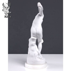 Decoración tamaño natural mármol blanco hombre desnudo grandes atletas estatua piedra tallada discobolus escultura - Product Image 4