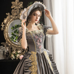 Drop Ship Custom Made quantité minimale de commande 1pc 18th Victorian <span class=keywords><strong>Marie</strong></span> <span class=keywords><strong>Antoinette</strong></span> Rococo Dress Ball Gown Women's Lace Costume Gray - Product Image 4