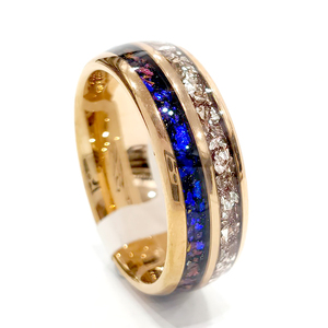 Nouvelle bague en tungstène pour hommes et femmes, incrustée de fil de météorite, feuille d'or auburn, fil d'acier inoxydable, et minerai de fer, cadeau de fête - Product Image 4