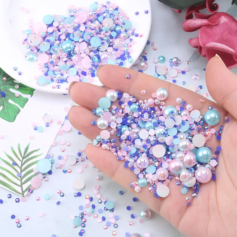 Packs Mix Resin Strass Parels Kleding Decoraties Glitter Nail Gems Lijm Op Plaksteen Decoraties