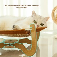 Lit suspendu surélevé pour chat en bois, tapis rafraîchissant en rotin respirant, salon d'été pour chat, lit de couchage amovible et lavable pour animaux de compagnie JXL