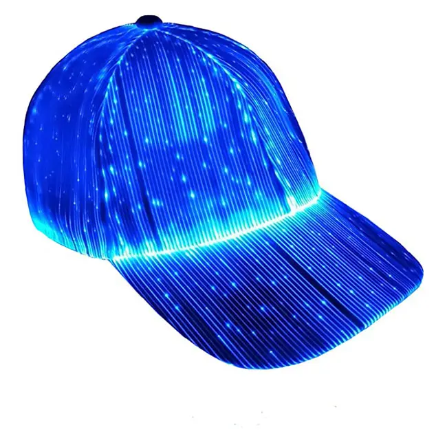 Top Fashion Rechargeable LED Fiber Optic LED Baseball Cap Custom LED Light UP Luminous Hats With Led Light For Party Sports