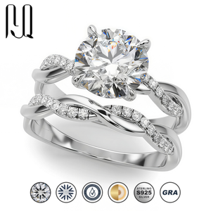 En Çok Satan Gelin Seti, <span class=keywords><strong>3</strong></span> Karat Mozanit Yüzük, 925 Ayar Gümüş Lüks Nişan, Üst Düzey Hediye - Product Image 1