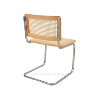 Chaises de salle à manger modernes en bois massif, style mid-century, dossier en rotin tressé durable, pieds chromés, pour la maison, l'hôtel, le café, l'extérieur