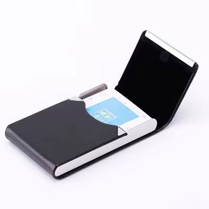 Customized Pu Leather Business Case <b>Name</b> Slim Metal Pocket Card Holder With Magnetic Shut - Product Image 3