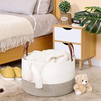 Grand panier en corde de coton tissé pour linge de bébé panier pliable pour couverture de salon organisation pour le stockage des vêtements