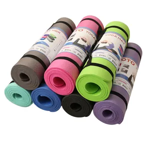 Tapis de Yoga NBR en caoutchouc mousse de haute qualité coloré, vente en gros, Yoga épais 10mm, tapis de yoga antidérapant, Logo imprimé