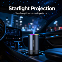 Diffuseur d'arômes de voiture à ultrasons CE RoHS avec projection d'étoiles, 7 couleurs RGB, marche/arrêt automatique, sûr pour bébé, vente en gros OEM
