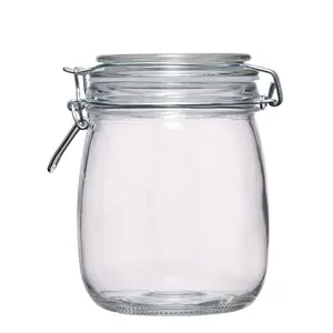 Fournisseur de verre chinois Big Mouth 1 gallon Pot de stockage de cuisine bouteille Mason en verre transparent avec couvercle en verre hermétique