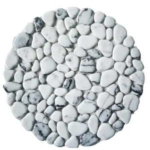 Mosaico de cristal en forma de guijarro moderno al por mayor mosaico de azulejos de color puro 6mm mosaico de vidrio reciclado para la pared del hogar jardín decorativo