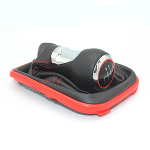 Pommeau de levier de vitesse en cuir avec surpiqûres rouges, ergonomique, pour Volkswagen Bora Golf 4 Audi 5 6 vitesses - Product Image 2