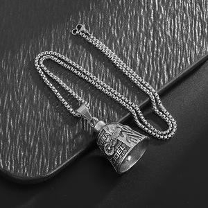 <b>Titanium</b> Steel Bell Pendant Necklace With Angel Wings And Inspirational Quote Unisex Fashion Jewelry Retro Style <b>Chain</b> 3mm 60cm - Product Image 4