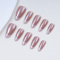 Vente en gros de faux ongles Aurora faits à la main en acrylique français, couvrants, à presser, de haute qualité, avec boîte personnalisée