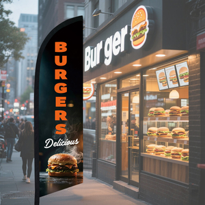 Bandera de Playa Tipo Pluma Swooper Solo para Restaurante de Comida Rápida y Snack Bar, Publicidad Exterior, Hamburguesa, No Incluye Poste - Product Image 5