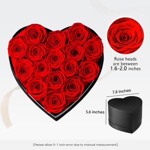 16 piezas de flores naturales para siempre, rosas preservadas, <span class=keywords><strong>flor</strong></span> inmortal que dura un año, caja con forma de corazón de Rosa real eterna - Product Image 3