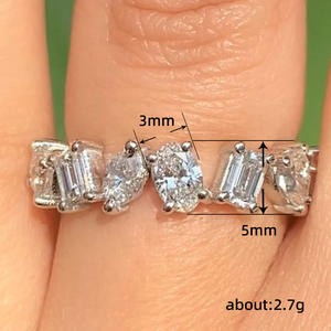 Conjunto de Joyas de Diamantes Q294 con Corte Esmeralda y Engaste de Garras, Joyería Fina Clásica para Compromiso de Mujer - Product Image 5