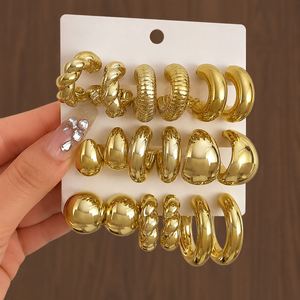 New Fashion Gold <b>C</b> Shape Big Water Drop Hoop Earrings Sets for Women Jewelry Party Gift Fashion Stud Earrings - Product Image 1