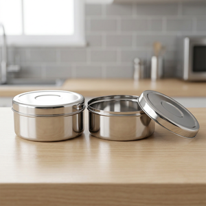 Recipientes de Acero Inoxidable para Almacenamiento de Alimentos, Tapas Herméticas Redondas, Diseño Minimalista para Cocina y Viajes, Preservación de Frescura - Product Image 3