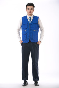 Gilet d'été multi-poches à fermeture éclair en polyester/coton sans col pour vêtements de groupe, chemise de travail pour la réparation automobile, <span class=keywords><strong>association</strong></span> de <span class=keywords><strong>bénévoles</strong></span> - Product Image 6