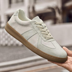 Zapatos de Ocio de Primavera para Hombre, de Cuero Genuino, Punta Redonda, Forro de Microfibra Transpirable, Cierre con Cordones Delanteros, Color Blanco - Product Image 3