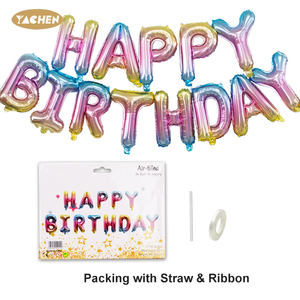 ياشين مخصص ذهبي فضي أحمر متعدد الألوان 16 بوصة رقائق الألومنيوم مجموعة بالونات عيد ميلاد سعيد للزينة حفلة عيد ميلاد - Product Image 2