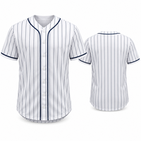 Maillot de baseball personnalisé blanc et noir à rayures fines, col en V, boutonné, manches courtes, uniforme d'équipe respirant, maillot de sport
