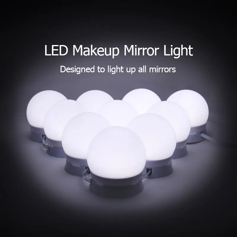 Stile Hollywood ha condotto le luci di lampadina 10 led dimmerabili luci specchio lampadine kit usb lampada specchio cosmetico