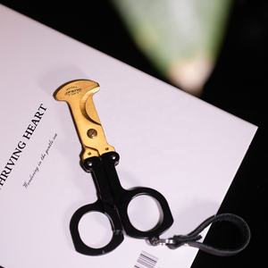 जिफेंग JF-J70 यात्रा पोर्टेबल इलेक्ट्रोप्लेटेड स्टेनलेस स्टील डबल ब्लेड क्लासिक तह सिगार कैंची चमड़े की थैली पैकिंग - Product Image 2