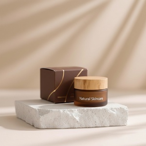 Envase de Crema Facial Cosmética de 5ml 15ml 30ml 50ml 100ml, Frasco de Vidrio Esmerilado con Tapa de Madera de Bambú, Impresión de Serigrafía Personalizada con Marca - Product Image 4