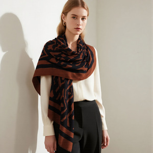 Elegant Geometric Scarf for Women Soft Warm <b>Wool</b> Blend 90x180cm Large Diamond Pattern Winter Shawl <b>Wrap</b> - Product Image 2