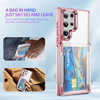 Galaxy S23/S24 Funda protectora de acrílico ultra transparente Flip Business Wallet Tarjetero Soporte Material de PC Modelo a granel Pro Max