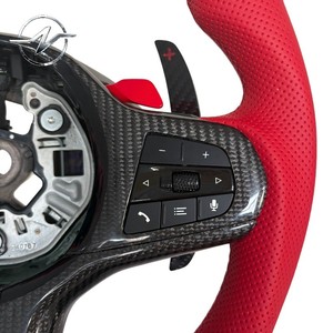 <span class=keywords><strong>Volant</strong></span> de course en fibre de carbone avec écran LED antidérapant et surpiqûres en cuir rouge de la marque YZ pour G05 G20 G30 G2X G3X X5 - Product Image 3