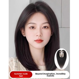 Peluca de cabello humano para <span class=keywords><strong>mujer</strong></span>, con parte superior recta, para aumentar el volumen del cabello, blanca, esponjosa, natural, ligera, de corona alta - Product Image 5