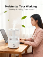 Humidificateurs pour chambre à coucher, 5L, remplissage par le haut, 30H d'autonomie et 26dB de silencieux, pour grande pièce, humidificateur ultrasonique à brume froide et capteur d'humidité
