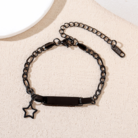 Bracelet pour enfants Ywyougang en acier inoxydable, tendance, plaqué or/plaqué or rose, personnalisable avec un charme en forme d'étoile rectangulaire