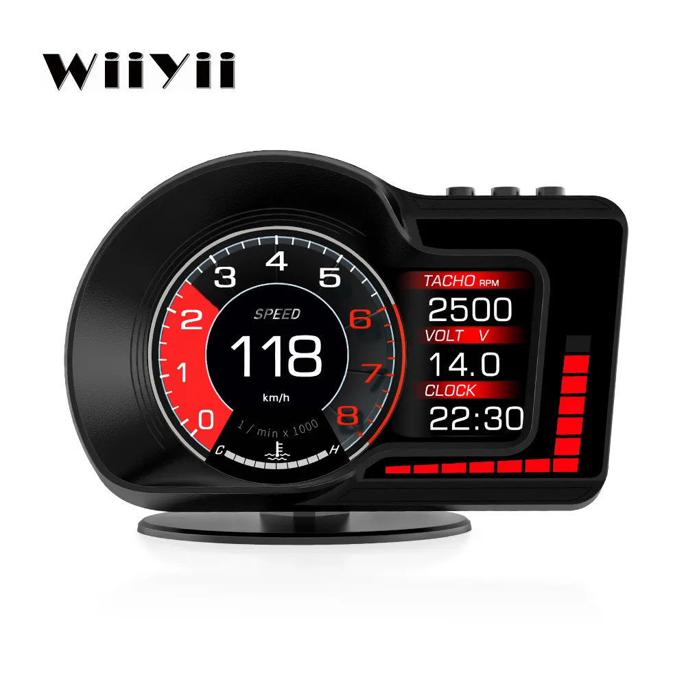 WiiYii-pantalla inteligente F15 con GPS para coche, odómetro Digital, alarma de seguridad, agua y temperatura de aceite, OBD2, pantalla automática