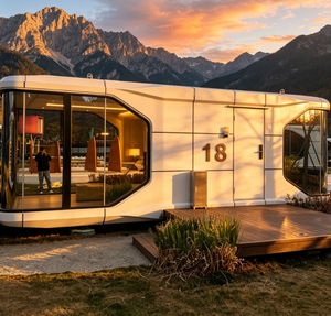 Capsule spatiale remorquable avec châssis et roues, caravane préfabriquée, mini-maison mobile, camping-car portable pour les voyages sur route - Product Image 1