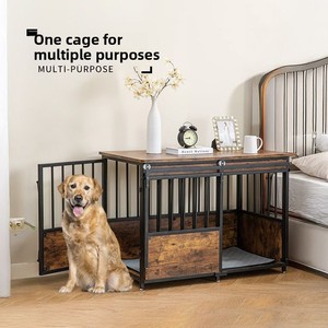 Coussin de meubles de caisse de chien en bois robuste et solide grandes tailles moyennes Double portes coulissantes Cage décorative <span class=keywords><strong>pour</strong></span> animaux de compagnie de haute qualité - Product Image 2